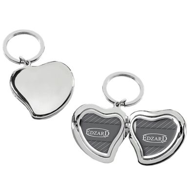 SALE key ring heart for 2 photos 3 x 3 cm, to open, silver-plated, tarnish-proof