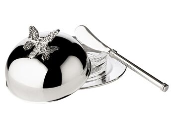 EDZARD Papillon cloche à beurre, avec bol en verre et couvercle, argenté, ø 14 cm, avec couteau à beurre 3