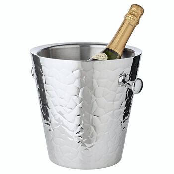 Seau à champagne Capri avec support, acier inoxydable hautement poli, motif à l'extérieur, H 85 cm, seau H 23 cm 3