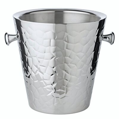 Capri champagne cooler with handles, highly polished stainless steel, patterned on the outside, height 23 cm, ø 22 cm