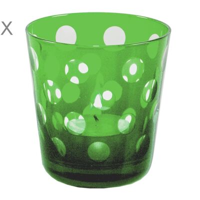 OFERTA Juego de 6 vasos de cristal Bob, verde, cristal tallado a mano, altura 8 cm, capacidad 0,14 litros