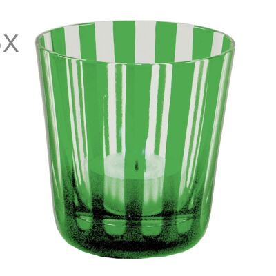 VENDITA Set di 6 bicchieri in cristallo Ela, verde, in vetro tagliato a mano, altezza 8 cm, capacità 0,14 litri