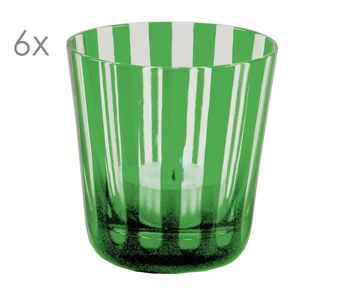 SOLDE Ensemble de 6 verres en cristal Ela, vert, verre taillé à la main, hauteur 8 cm, contenance 0,14 litre 1