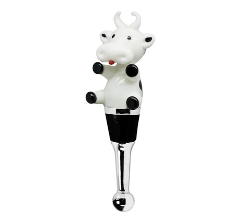SALE Flaschenverschluss Kuh für Champagner, Wein und Sekt, Höhe 12 cm, Muranoglas-Art, Handarbeit