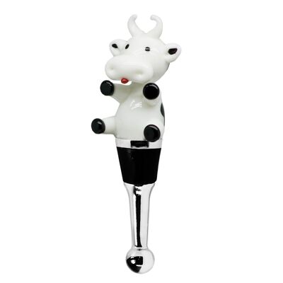 SALE Flaschenverschluss Kuh für Champagner, Wein und Sekt, Höhe 12 cm, Muranoglas-Art, Handarbeit