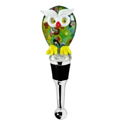 SALE Bottle stopper owl for champagne, wine and sparkling wine, height 11 cm, Murano glass style, handcraft