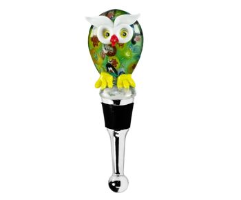 VENTE Bouchon de bouteille chouette pour champagne, vin et mousseux, hauteur 11 cm, style verre de Murano, fabrication artisanale 1