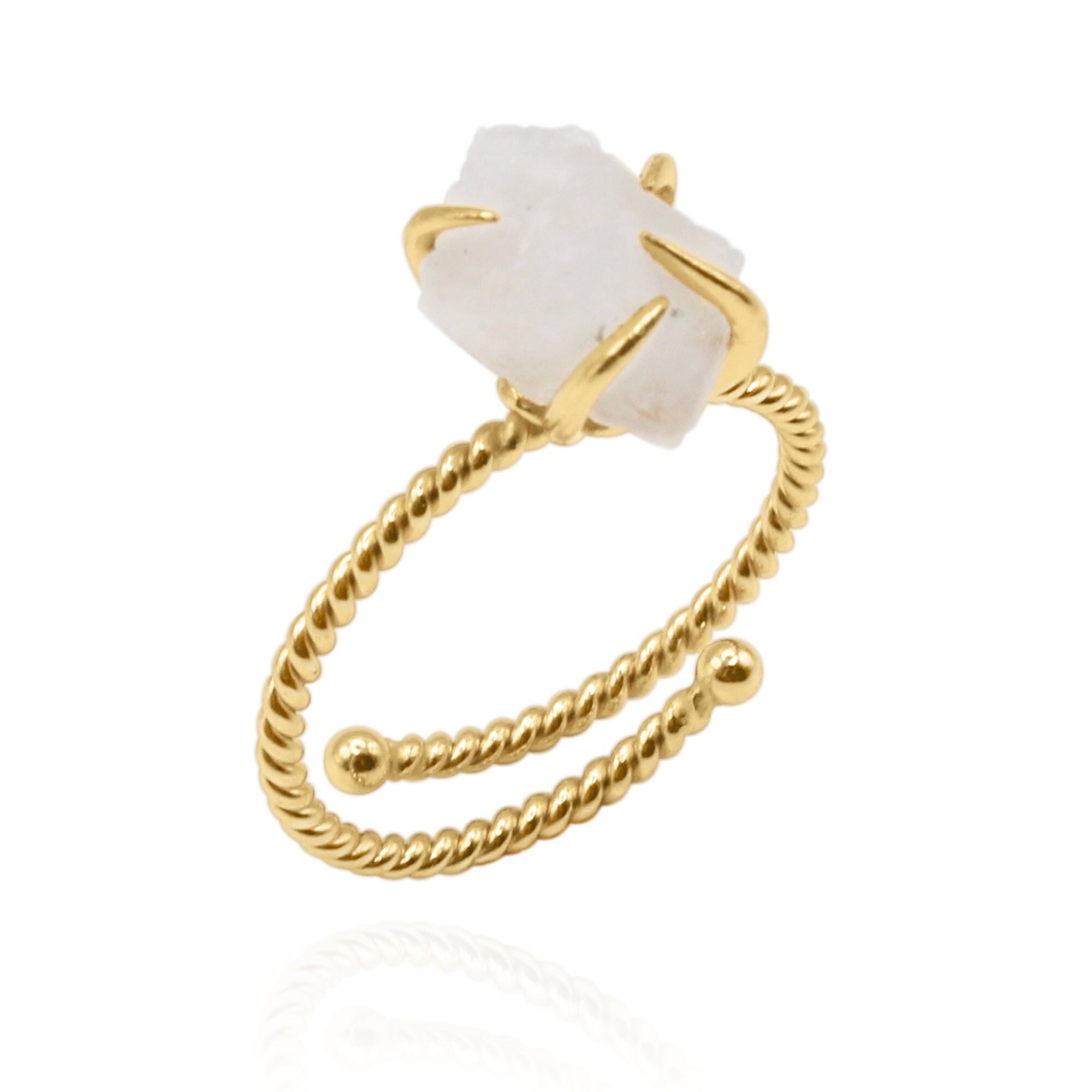 Anello in cristallo grezzo Zoraida Moonstone