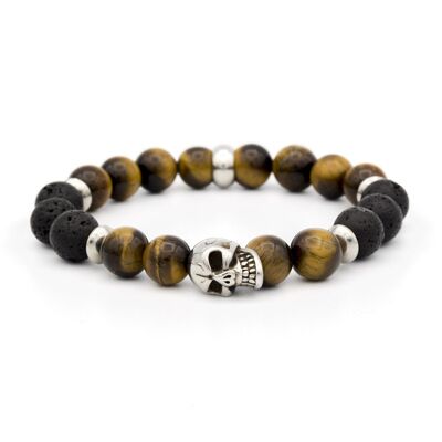 PULSERA CRÁNEO - TIGRE - LAVA - 10mm