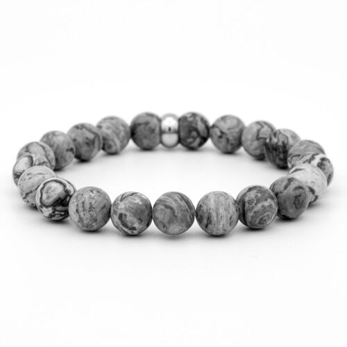 BRACELET JASPE GRISE - 8mm