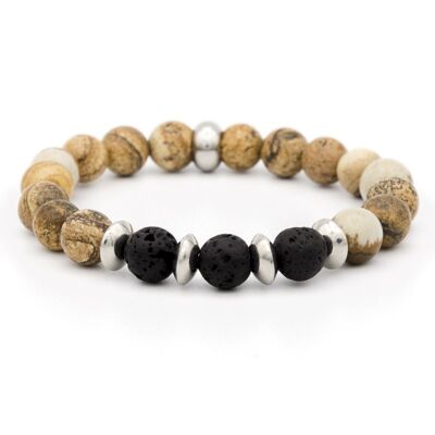 PULSERA JASPE - LAVA - ESPACIADOR - 10mm
