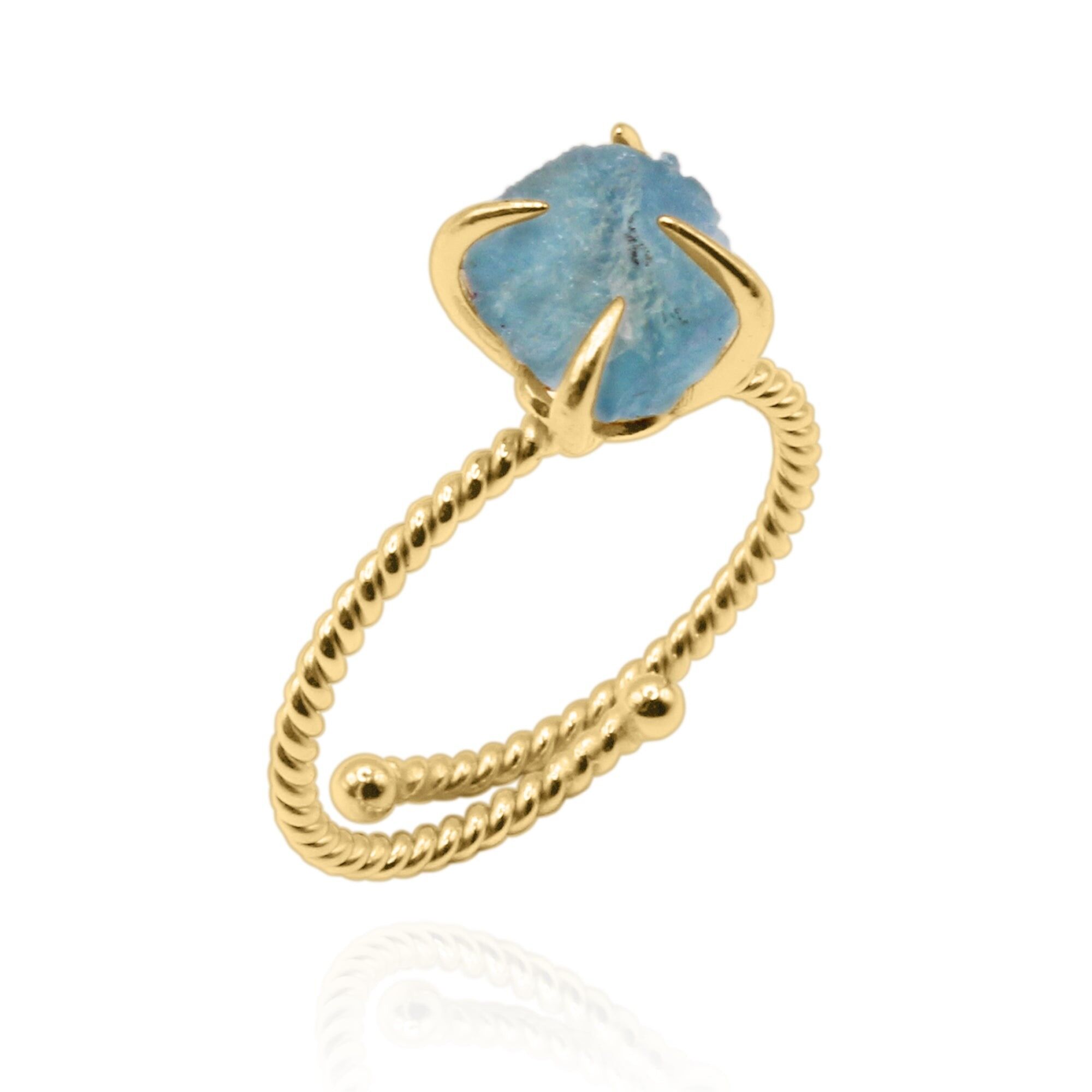 Bague en cristal brut aigue-marine Zoraida