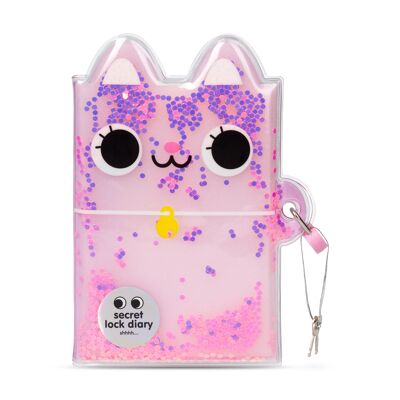 Kawaii Pink Cat glitter lock diary | Kid's stationery