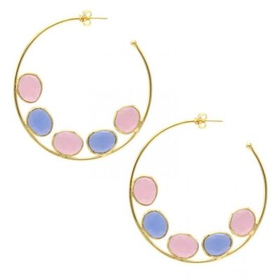 Alba Big blue and light pink earrings