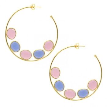 Boucles d'oreilles Alba Big bleu et rose clair 1