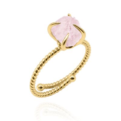 Anello in cristallo grezzo di quarzo rosa Zoraida