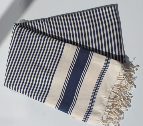 Fouta 200 x 200 rayée marine