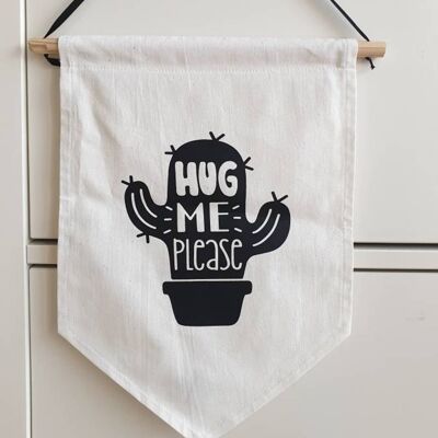 Bannière en toile de coton Cactus 'Hug Me'