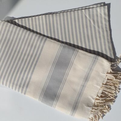 Fouta 200 x 200 striped light gray