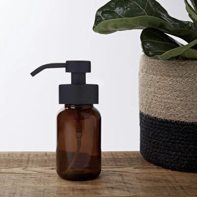 Distributeur de savon mousse en verre ambré pompe noire- 250ml