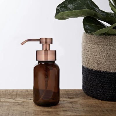 Distributeur de savon mousse en verre ambré pompe bronze- 250ml