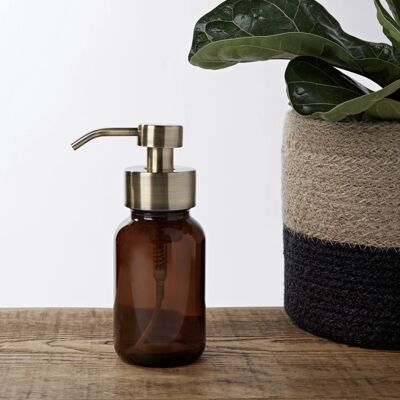 Distributeur de savon mousse en verre ambré pompe or- 250ml