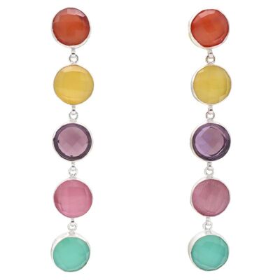 BOUCLES D'OREILLES À MANCHES EN ARGENT MULTICOLORE