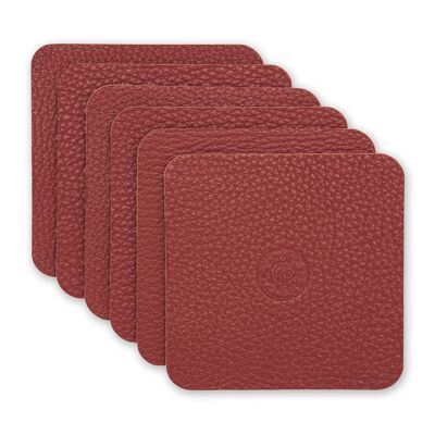 Coaster set square 6 pieces | red