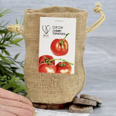 Ensemble de culture de sac de jute de tomates cerises
