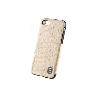 Maxi étui - Fait de bois véritable Noyer blanc (pour Apple, Samsung) - Apple iPhone 7/8