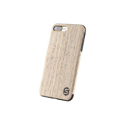 Maxi étui - Fait de bois véritable Noyer blanc (pour Apple, Samsung) - Apple iPhone 7+/8+