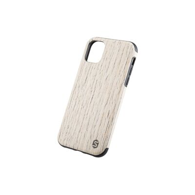 Maxi étui - Fait de bois véritable Noyer blanc (pour Apple, Samsung) - Apple iPhone 11