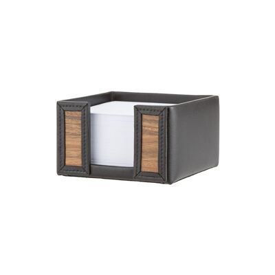 Dispenser per banconote Tyler - Realizzato in vero legno Amazaque e pelle bovina nera