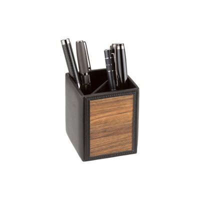 William pen holder - Made from real wood Amazaque and cowhide black