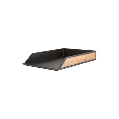 Henry paper tray A4 - Made from real wood Amazaque and black cowhide