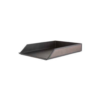 Henry Paper Tray A4 - Made from real smoked oak wood and black cowhide