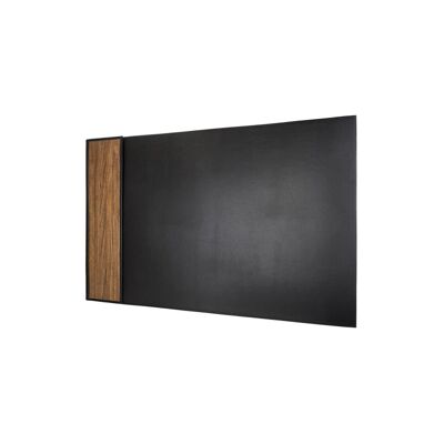 Sous-main Jimi 32,5" - Fabriqué à partir de bois véritable Amazaque et de cuir de vache noir