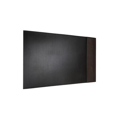 Sous-main Tom 32,5" - Fabriqué à partir de vrai bois de chêne fumé et de cuir de vache noir