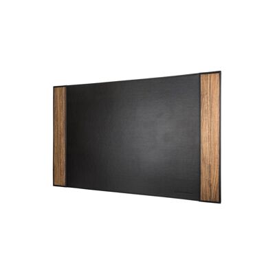 Almohadilla de escritorio Steve 32.5" - Hecho de madera real Amazaque y cuero sintético negro