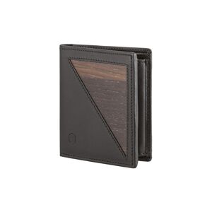 Porte-monnaie Pascal - En véritable bois de chêne fumé et cuir lisse noir