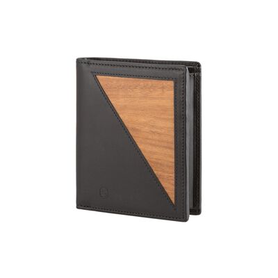 Pascal purse - Made from real wood Amazaque and smooth black leather