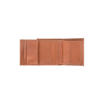 Porte-monnaie Pascal - Fabriqué à partir de bois véritable Amazaque et de cuir lisse cognac 3