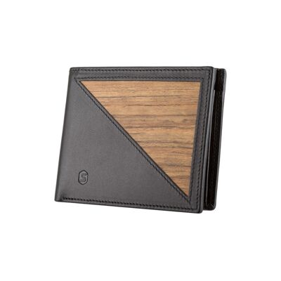Pedro purse - Made from real wood Amazaque and smooth black leather