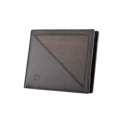 Pablo wallet - Made from real wood smoked oak and smooth black leather