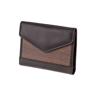 Linda purse - Made from real smoked oak wood and black smooth leather