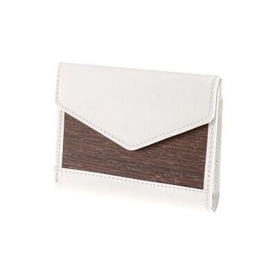 Linda purse - Made from real smoked oak wood and white smooth leather
