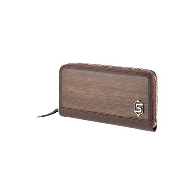 Lucy purse - Made from real smoked oak wood and brown cowhide