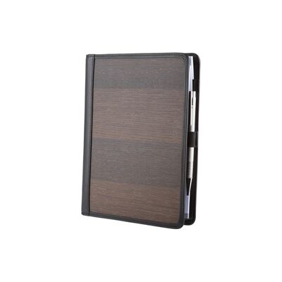 Sam writing case A5 - Made from real smoked oak wood and black smooth leather