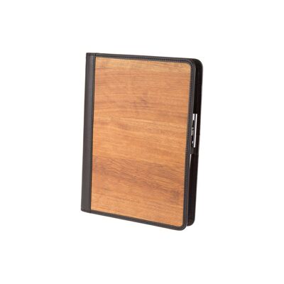Sam writing case A5 - Made from real wood Amazaque and smooth black leather