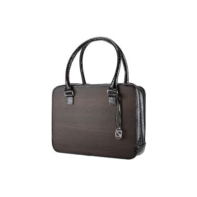 Mary handbag - Made from real wood smoked oak and patent leather in crocodile look